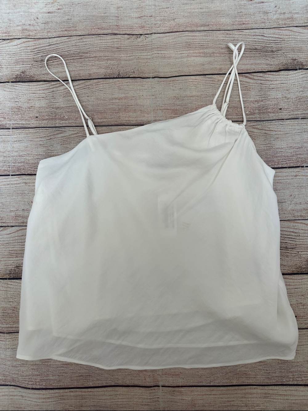 Naked Zebra Women’s White Satin One-Shoulder Cami Top Size Medium